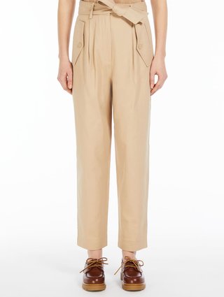 Бежеві брюки WEEKEND MAX MARA з бавовни: фото 1 - Invogue