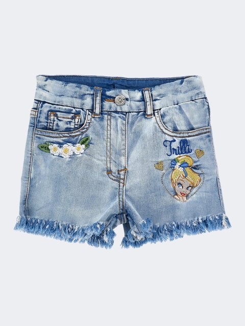 Джинсові шорти з вишивкою Tinkerbell Monnalisa: фото - Invogue