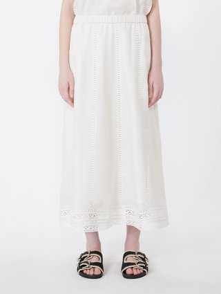 Кремовая юбка миди Weekend Max Mara из льна: фото 2 - Invogue