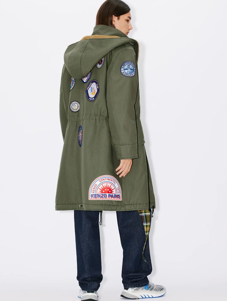 Зимняя парка цвета хаки KENZO прямого кроя: фото 2 - Invogue
