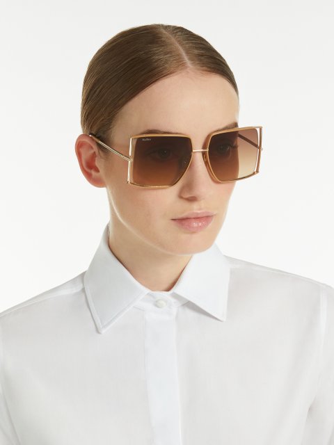 Темно-бежеві окуляри Max Mara квадратні: фото 1 - Invogue