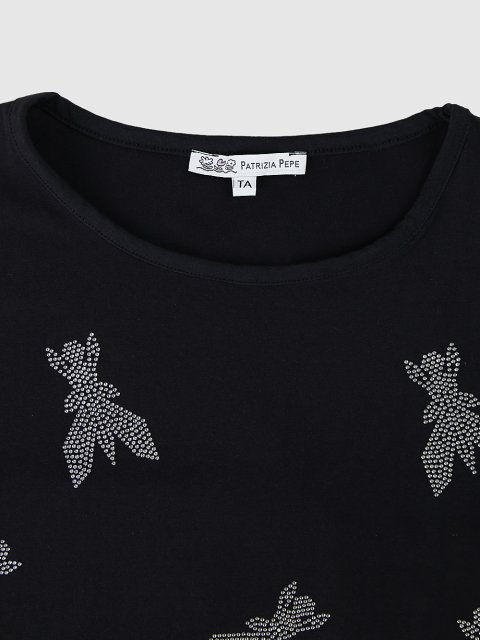 Чёрная футболка PATRIZIA PEPE KIDS: фото 2 - Invogue