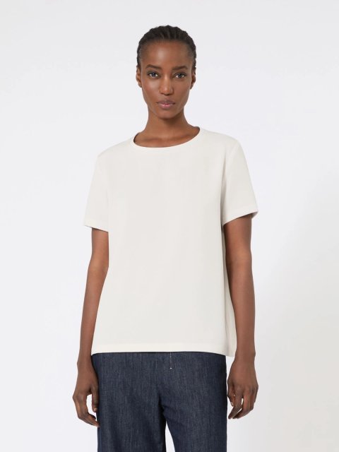 Кремова футболка MAX MARA з атласу: фото 2 - Invogue