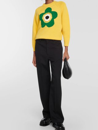 Жовтий светр KENZO з бленду вовни з принтом: фото 1 - Invogue