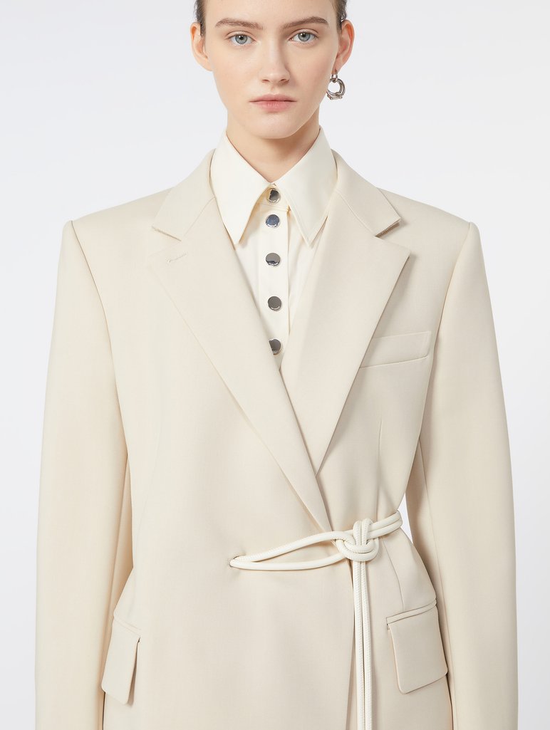 Бежевий жакет SPORTMAX з поясом: фото 4 - Invogue