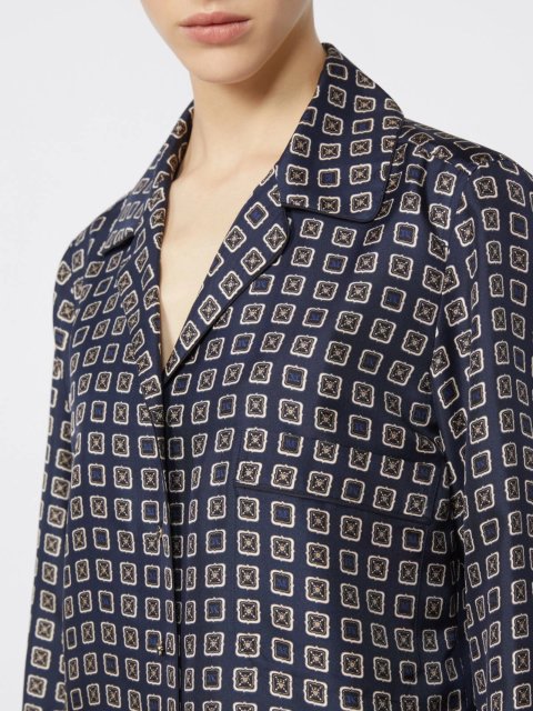 Темно-синя сорочка MAX MARA з шовку: фото 4 - Invogue