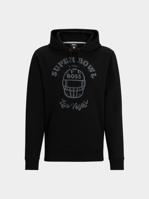 Черное худи BOSS с принтом коллекции BOSS x NFL: фото - Invogue