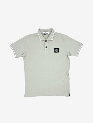 Сіра футболка поло з логотипом Stone Island з бавовни: фото - Invogue