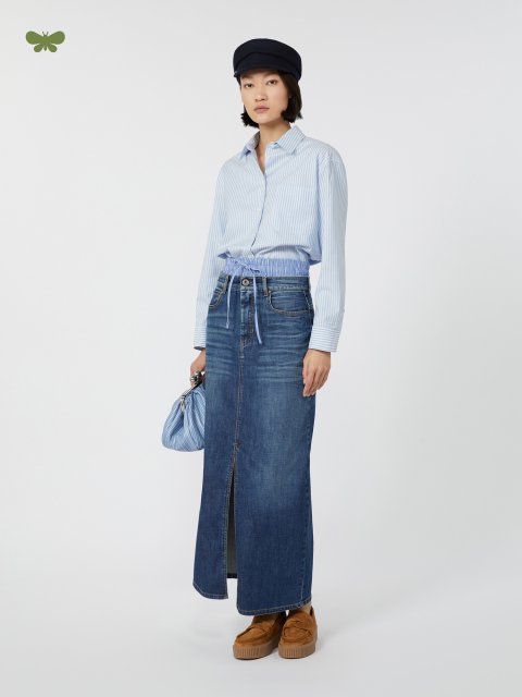 Синя спідниця WEEKEND MAX MARA з бавовняного деніму: фото 1 - Invogue
