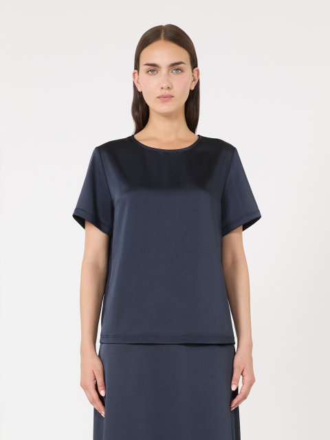 Темно-синя блуза WEEKEND MAX MARA атласна: фото 2 - Invogue