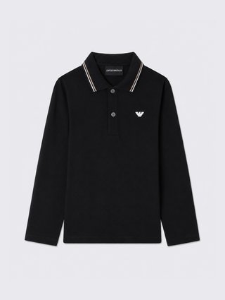 Тёмно-синяя рубашка Emporio Armani из хлопка и эластана: фото - Invogue