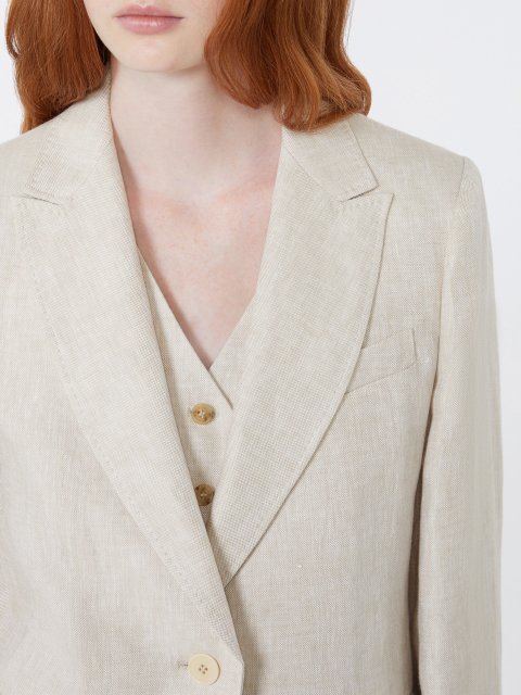Кремовий жакет Weekend Max Mara з льону: фото 4 - Invogue