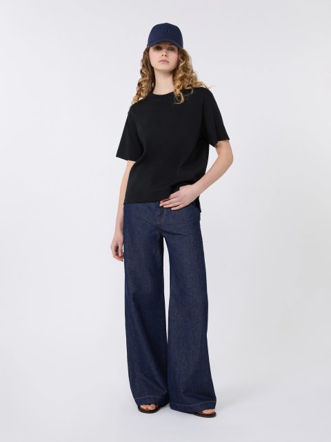Черная футболка Weekend Max Mara из хлопка свободного кроя: фото 1 - Invogue