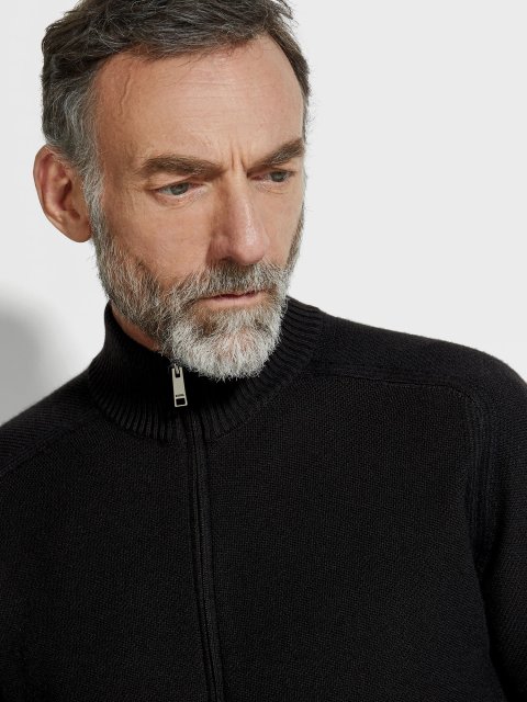 Чорний светр ZEGNA з кашеміру та шовку: фото 4 - Invogue