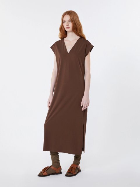Шоколадна сукня Weekend Max Mara з віскози, ліоцелу та поліаміду: фото 2 - Invogue