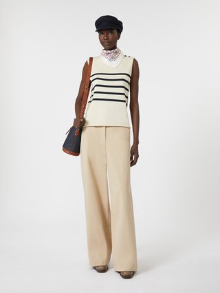 Бежеві брюки WEEKEND MAX MARA з бавовняного габардину: фото 1 - Invogue