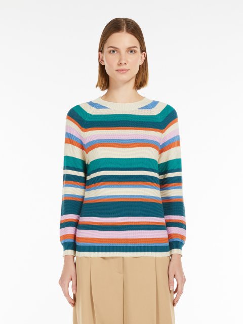 Різнокольоровий светр WEEKEND MAX MARA з бавовняної пряжі: фото 2 - Invogue