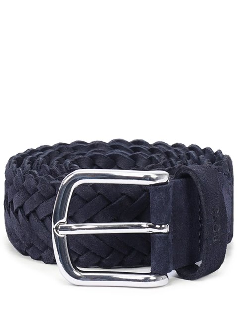 Темно-синий ремень BOSS замшевый: фото 1 - Invogue