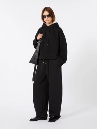 Черное худи Sportmax из эластичного хлопка: фото 1 - Invogue