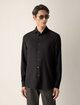 Чёрная рубашка ZEGNA из хлопка и кашемира: фото 1 - Invogue