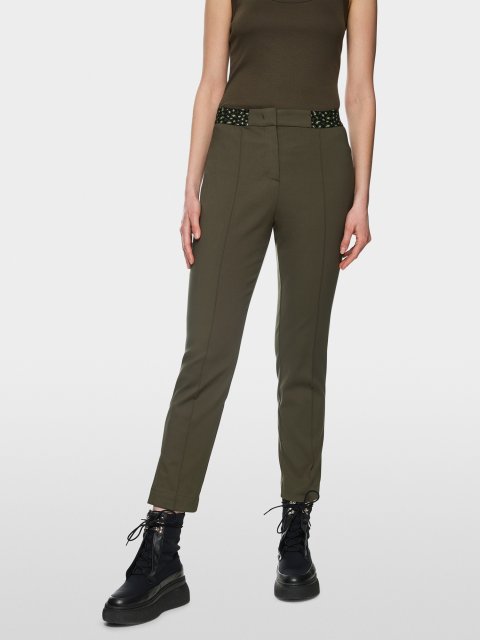 Оливковые брюки MARC CAIN из смеси хлопка: фото 2 - Invogue