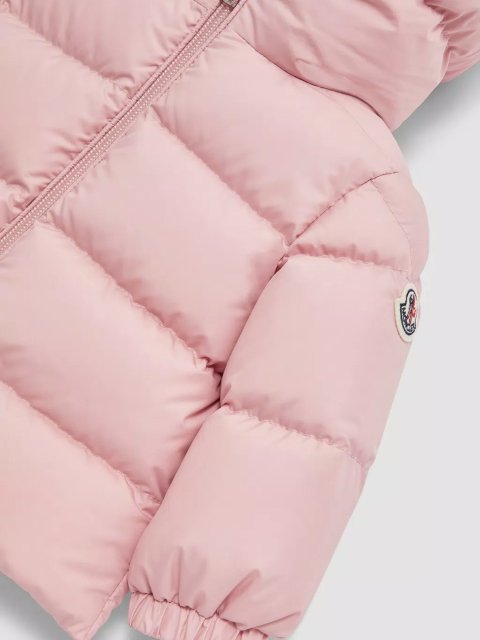 Рожевий пуховик Moncler з капюшоном: фото 3 - Invogue