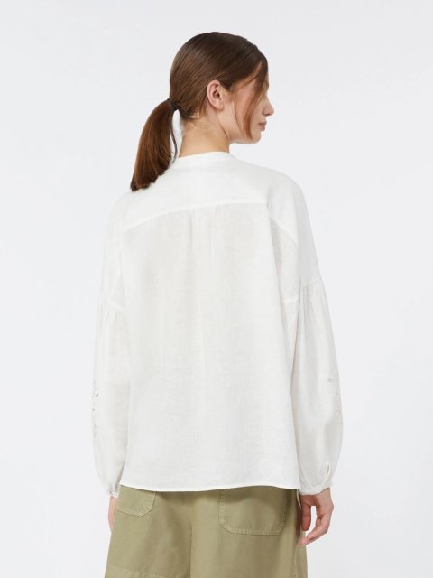Біла сорочка Weekend Max Mara з чистого льону: фото 3 - Invogue