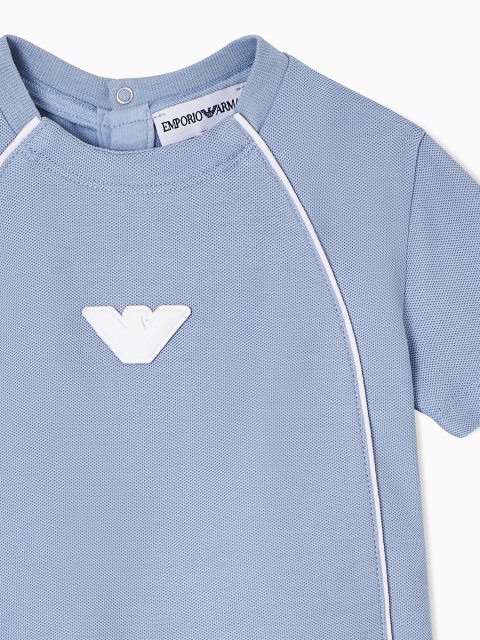 Комплект з футболки та шортів з піке з логотипом Eagle Emporio Armani Kids блакитний: фото 1 - Invogue