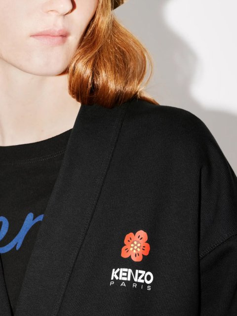 Чорное платье-кардиган KENZO с принтом Boke Flower: фото 3 - Invogue