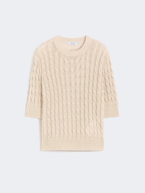Бежевый свитер с фактурной вязкой Max Mara из льна: фото - Invogue