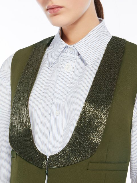 Жилет цвета хаки WEEKEND MAX MARA укороченный: фото 5 - Invogue