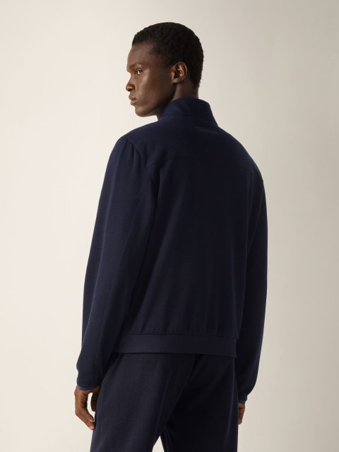 Темно-синій кардиган на блискавці Zegna з бавовни: фото 3 - Invogue