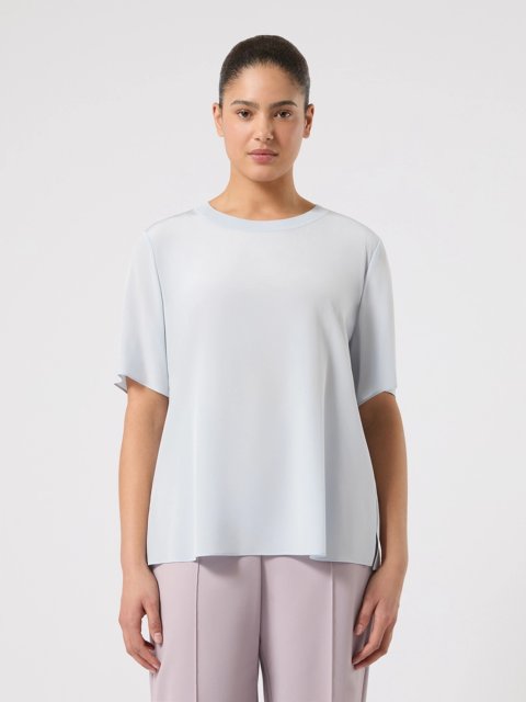 Голубая блуза MARINA RINALDI из шелкового крепдешина: фото 2 - Invogue