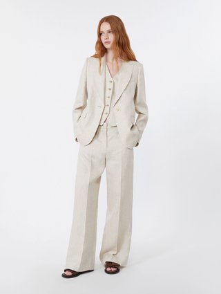 Кремові брюки зі стрілками Weekend Max Mara з льону: фото 1 - Invogue