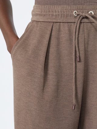 Коричневі штани Max Mara з бавовни та шовку: фото 4 - Invogue