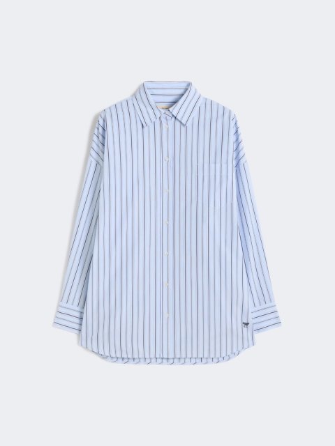 Блакитна сорочка WEEKEND MAX MARA з бавовняного попліну: фото - Invogue