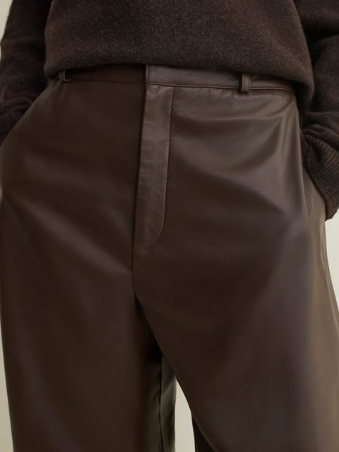 Коричневі брюки ARMA зі шкіри: фото 4 - Invogue