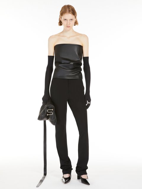 Чорний топ Sportmax з екошкіри: фото 1 - Invogue