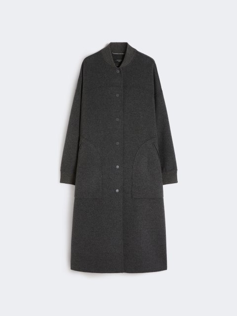 Темно-серое пальто WEEKEND MAX MARA из смеси шерсти: фото - Invogue