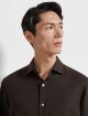Темно-коричнева сорочка ZEGNA з бавовни та кашеміру: фото 4 - Invogue