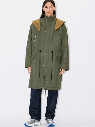 Зимняя парка цвета хаки KENZO прямого кроя: фото 1 - Invogue