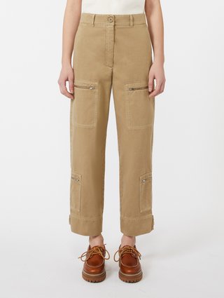 Бежевые брюки WEEKEND MAX MARA хлопковые: фото 2 - Invogue