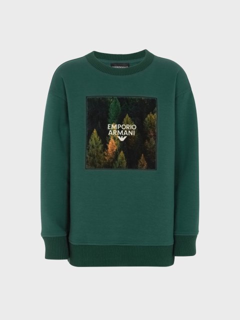 Зелена кофта EMPORIO ARMANI KIDS з бавовни: фото - Invogue