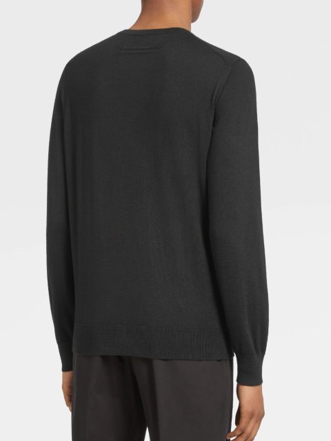 Чорний джемпер Zegna з бленду кашеміру та шовку: фото 2 - Invogue