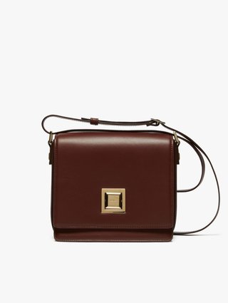 Бордовая сумка MAX MARA из кожи с металлической застежкой: фото - Invogue
