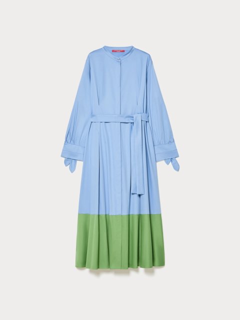 Голубое платье MARINA RINALDI из хлопкового сатина: фото - Invogue