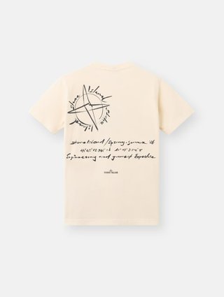 Молочна футболка Stone Island з бавовни з принтом: фото 1 - Invogue