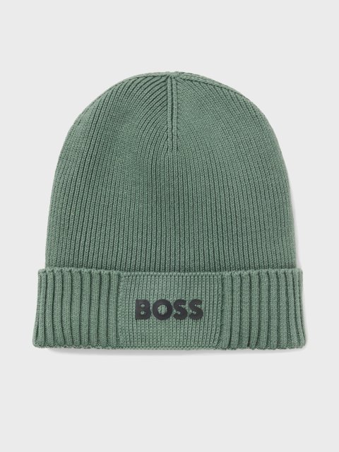 Зелена шапка BOSS з бавовни та вовни: фото - Invogue