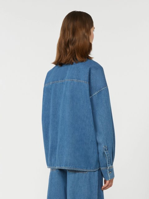 Синя сорочка WEEKEND MAX MARA з бавовняного деніму: фото 3 - Invogue