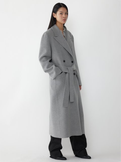 Серое пальто R2W из шерсти и кашемира: фото 2 - Invogue